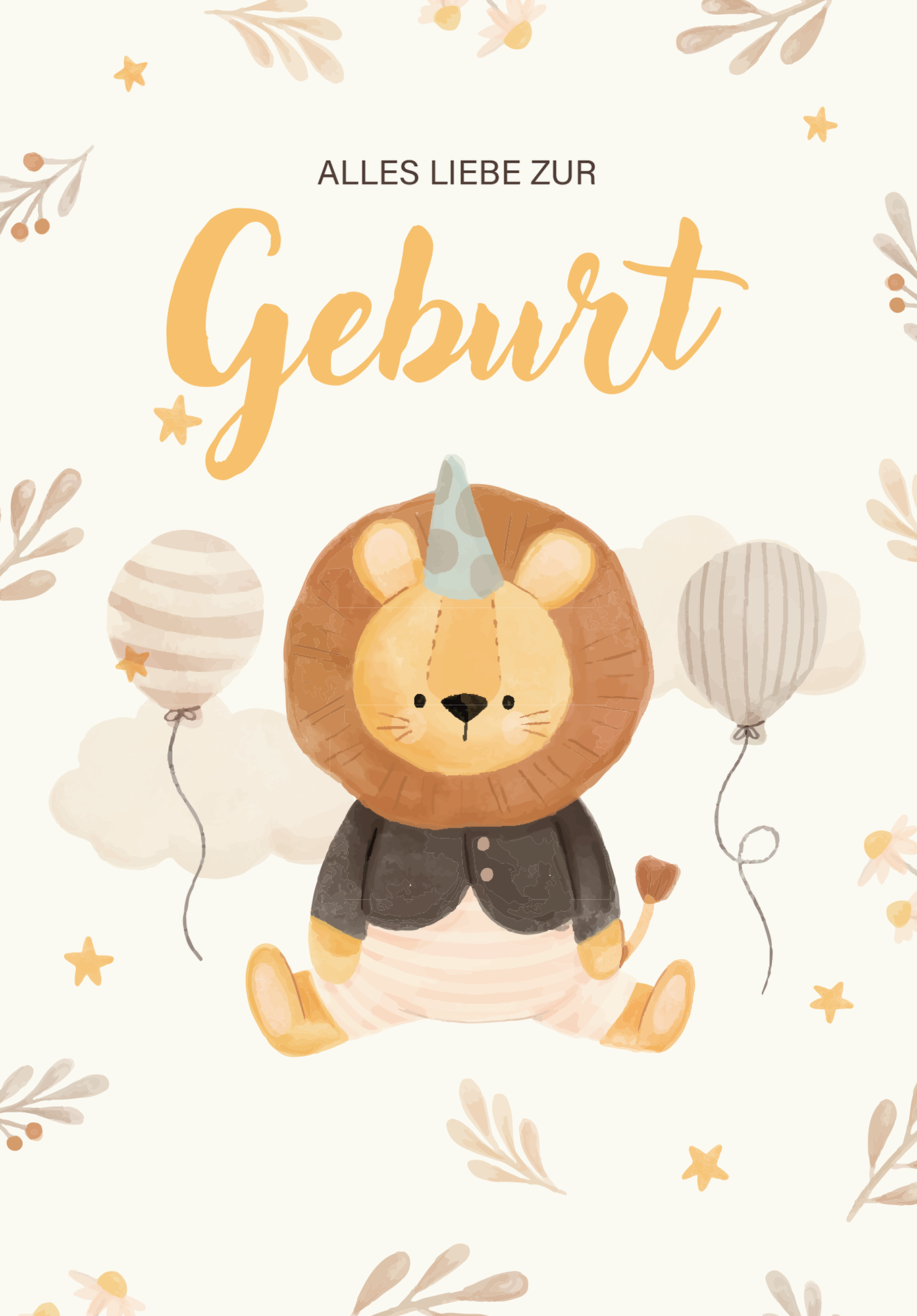 Wunschgutschein Alles Liebe zur Geburt - Löwe Beige PDF – Geschenkgutschein Ansicht 2