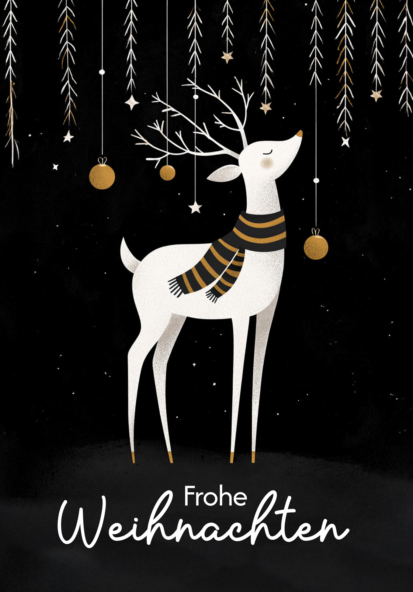 Wunschgutschein Frohe Weihnachten - Rentier Schwarz Weiß Gold PDF – Geschenkgutschein Ansicht 2