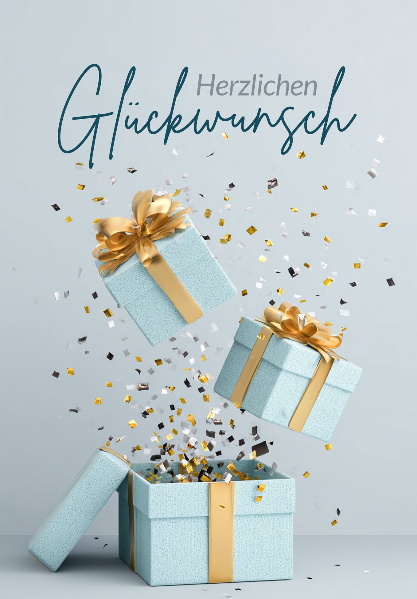 Wunschgutschein Herzlichen Glückwunsch - Geschenkboxen Blau Gold PDF – Geschenkgutschein Ansicht 2