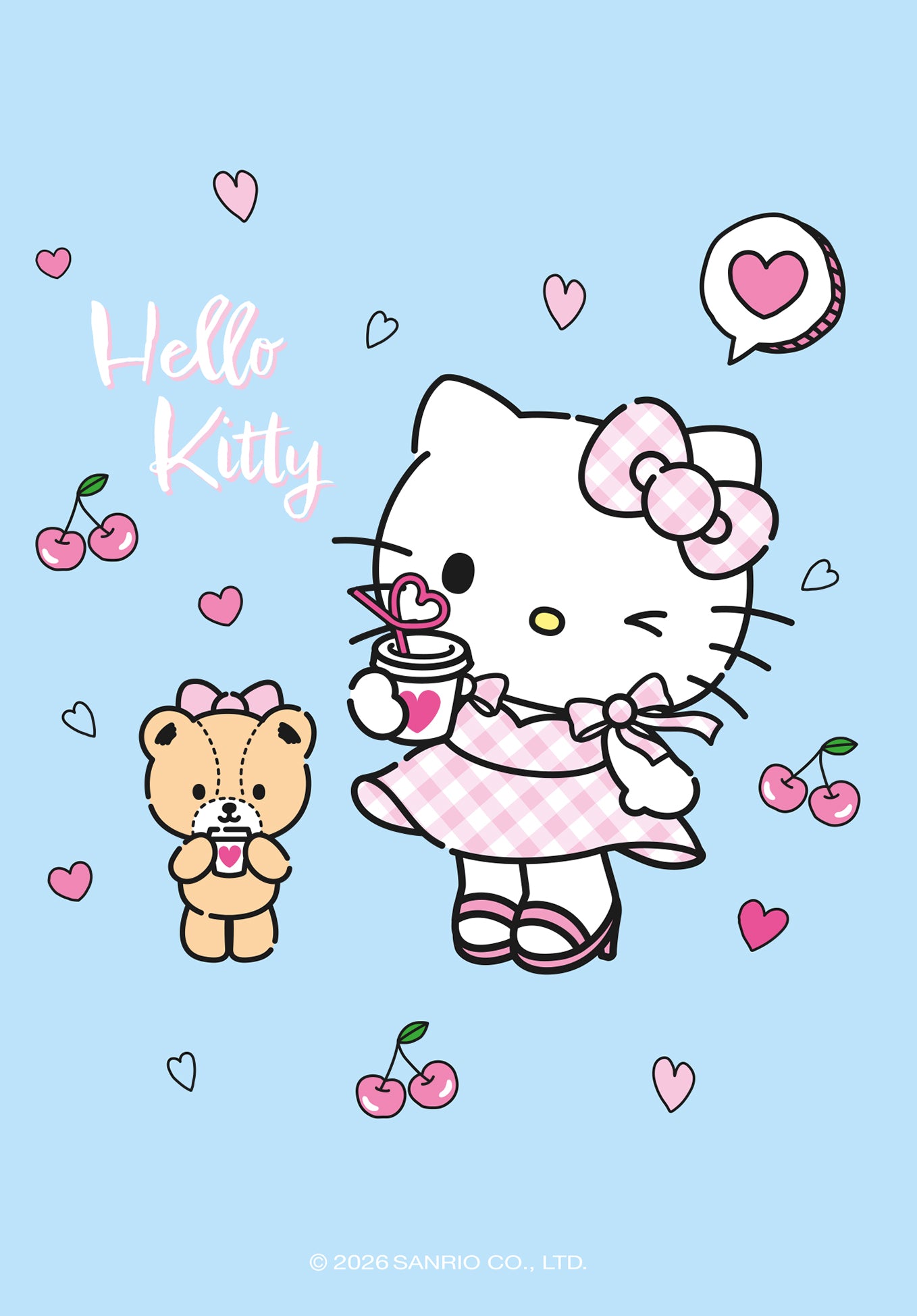 Wunschgutschein Hello Kitty - Kirschen Herzen Hellblau PDF – Geschenkgutschein Ansicht 2