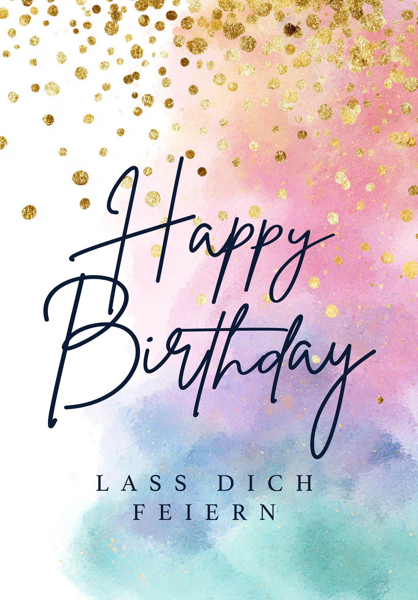 Happy Birthday - Aquarell Bunt Gold