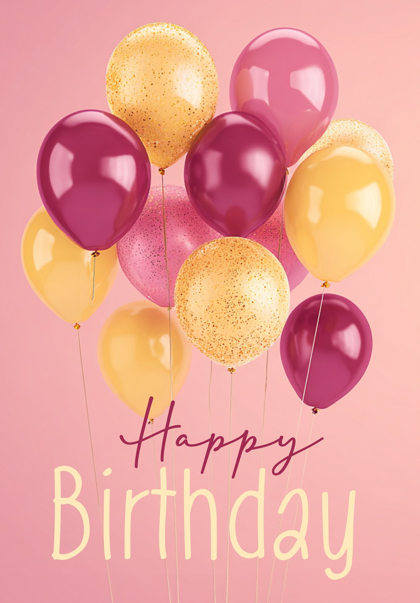 Wunschgutschein Happy Birthday - Ballons Pink Gelb – Geschenkgutschein Ansicht 2