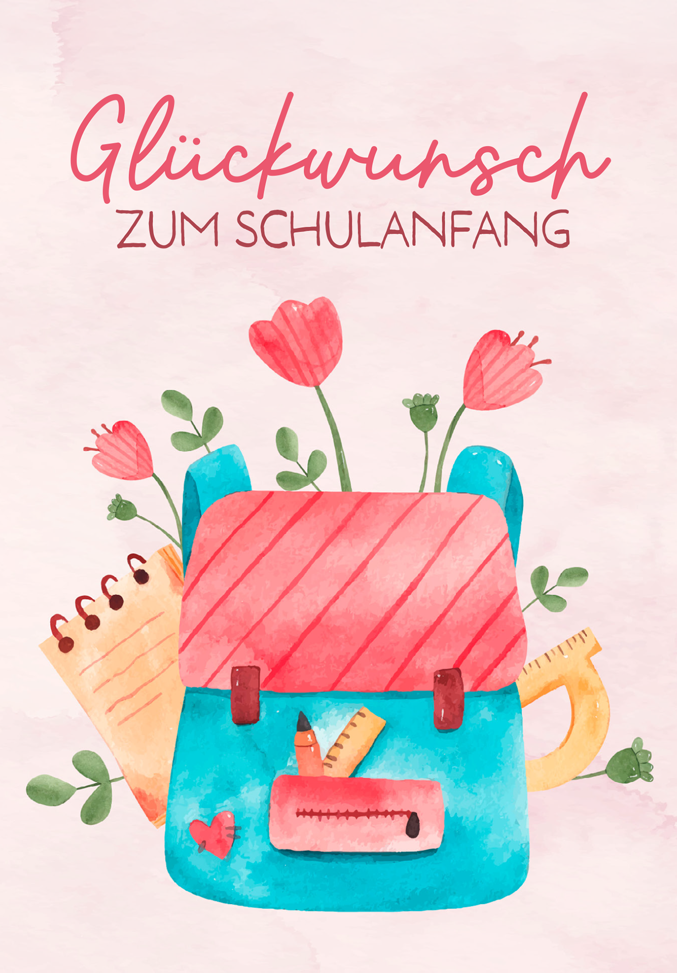 Wunschgutschein Glückwunsch Schulanfang - Rucksack mit Blumen – Geschenkgutschein Ansicht 2