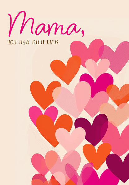 Wunschgutschein Mama ich hab dich lieb - Herzen Pink Orange – Geschenkgutschein Ansicht 2