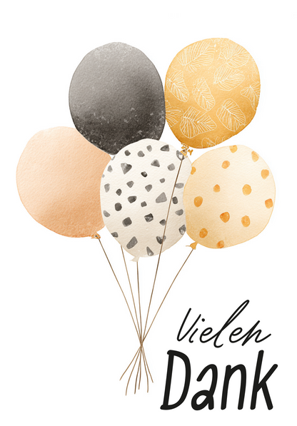 Wunschgutschein Vielen Dank - Ballons Wasserfarbe – Geschenkgutschein Ansicht 2