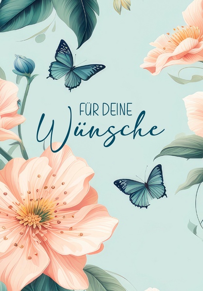 Wunschgutschein Für deine Wünsche - Blume Schmetterling – Geschenkgutschein Ansicht 2
