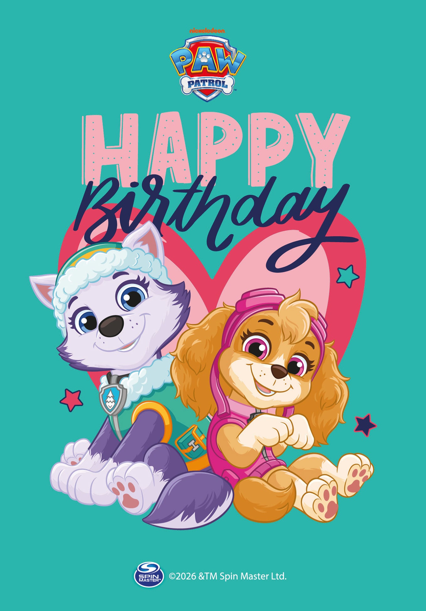 Wunschgutschein Paw Patrol - Happy Birthday - Türkis Herz PDF – Geschenkgutschein Ansicht 2