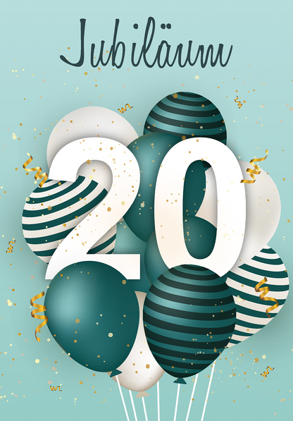 Wunschgutschein 20 Jahre Jubiläum - Ballons Grün – Geschenkgutschein Ansicht 2