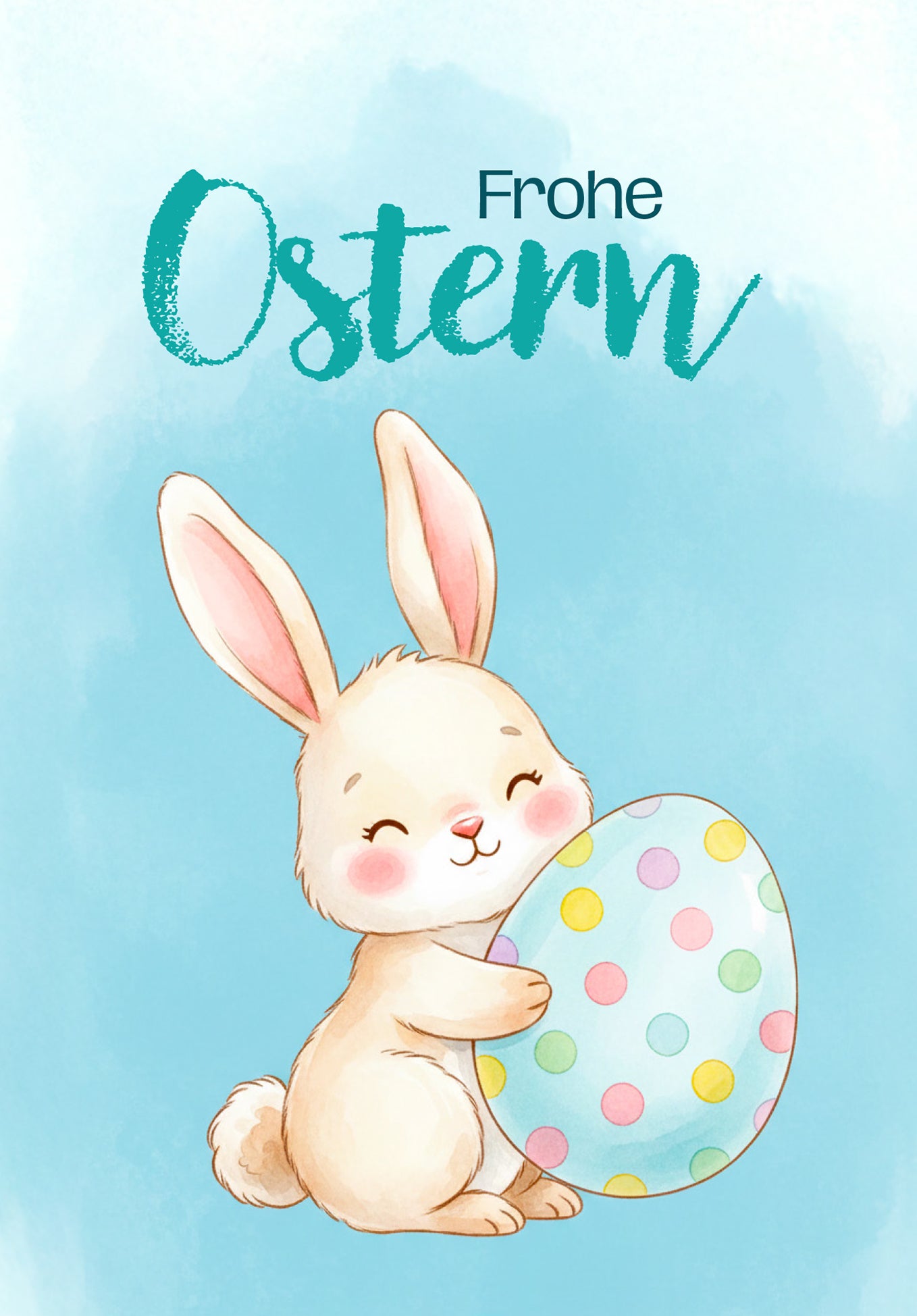 Wunschgutschein Frohe Ostern - Hase mit Ei Blau – Geschenkgutschein Ansicht 2