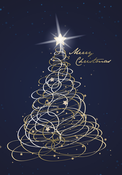Wunschgutschein Merry Christmas - Tannenbaum Blau PDF – Geschenkgutschein Ansicht 2