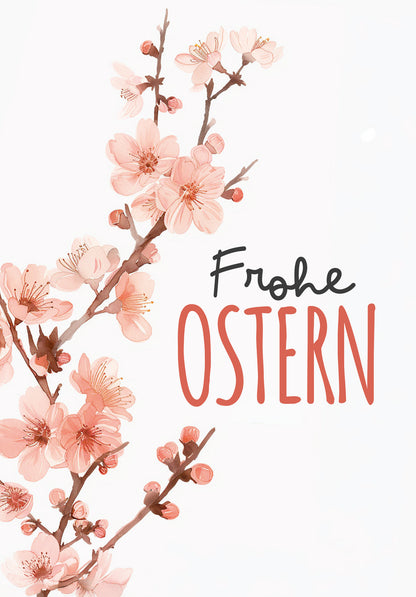 Wunschgutschein Frohe Ostern - Kirschblüten Aquarell – Geschenkgutschein Ansicht 2