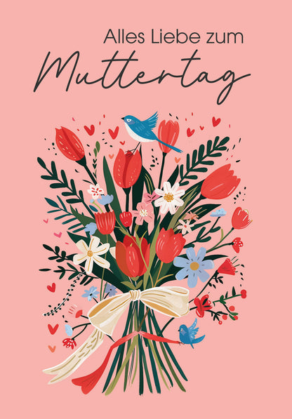 Wunschgutschein Alles Liebe zum Muttertag - Blumenstrauß Vogel PDF – Geschenkgutschein Ansicht 2