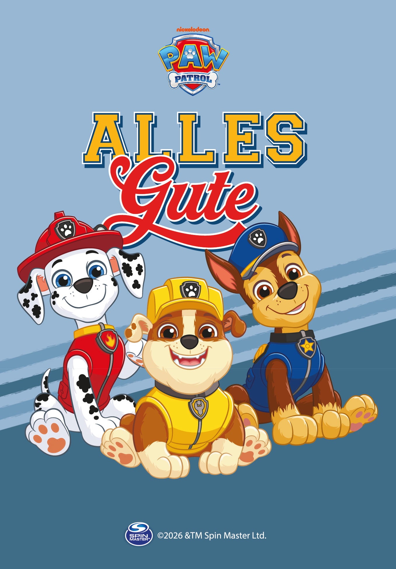 Wunschgutschein Paw Patrol - Alles Gute - Blau Linien PDF – Geschenkgutschein Ansicht 2