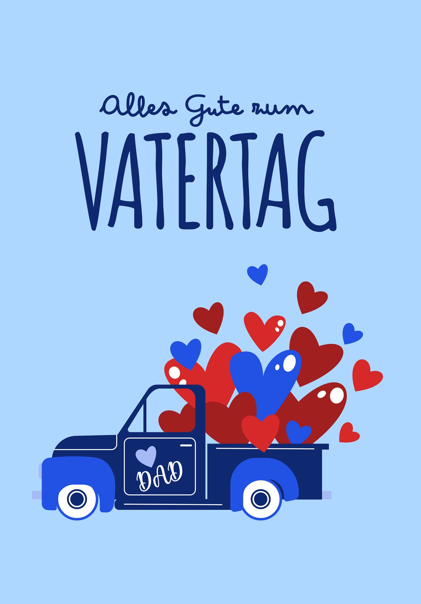 Wunschgutschein Alles Gute zum Vatertag - Laster Herzen Blau PDF – Geschenkgutschein Ansicht 2