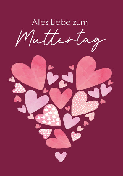 Wunschgutschein Alles Liebe zum Muttertag - Herzen Burgunderrot PDF – Geschenkgutschein Ansicht 2