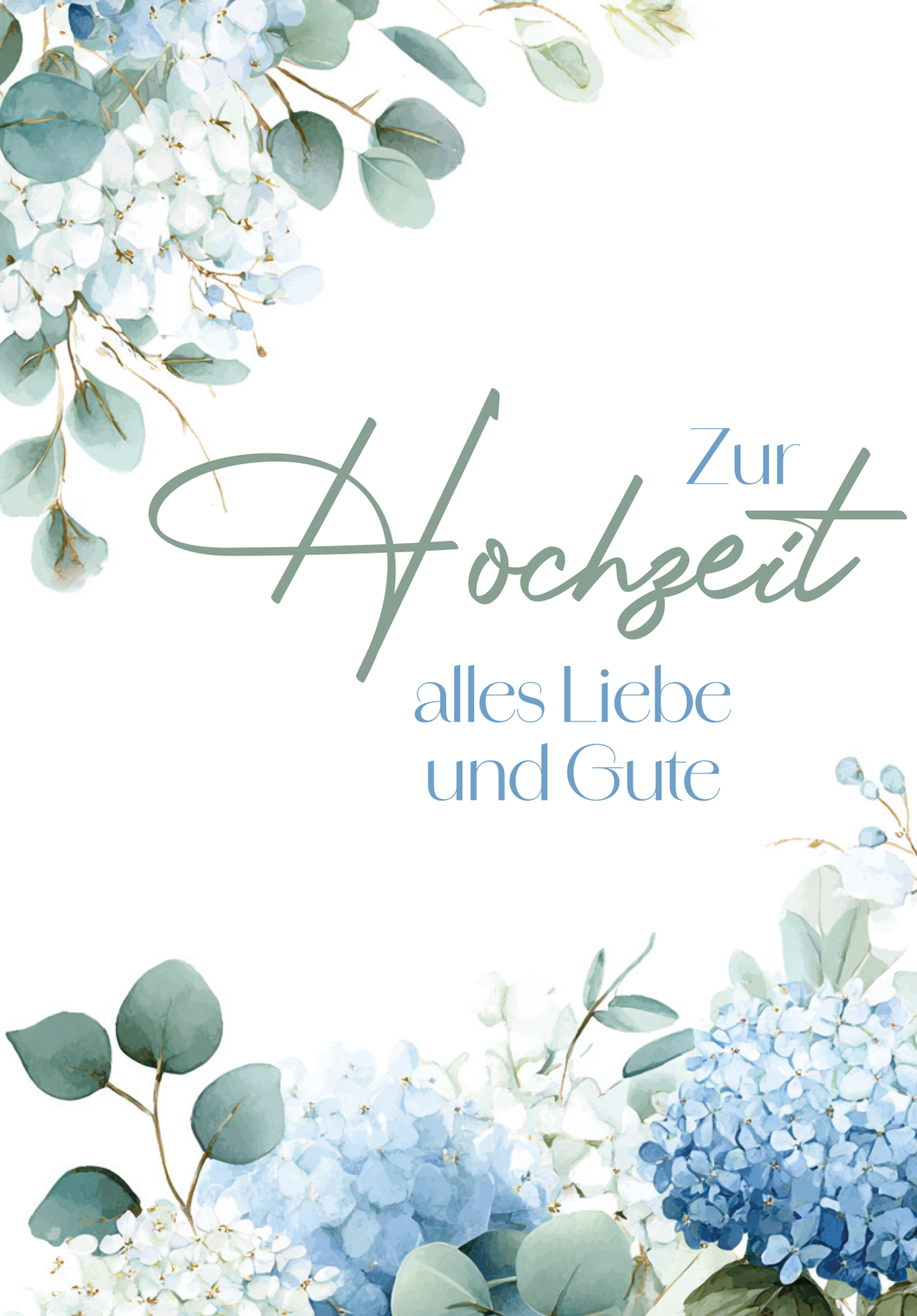 Wunschgutschein Zur Hochzeit alles Liebe und Gute - Hortensien Blau – Geschenkgutschein Ansicht 2
