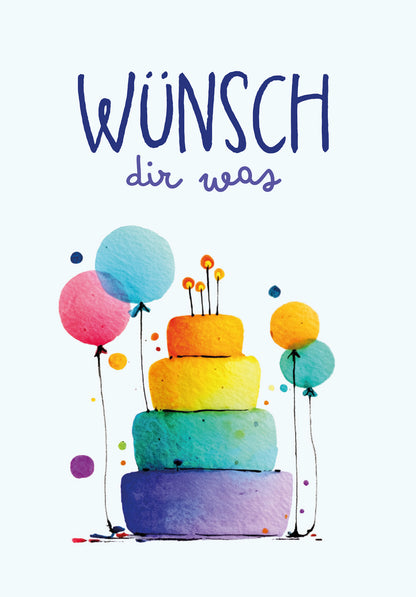 Wunschgutschein Wünsch dir was - Torte und Ballons Bunt – Geschenkgutschein Ansicht 2