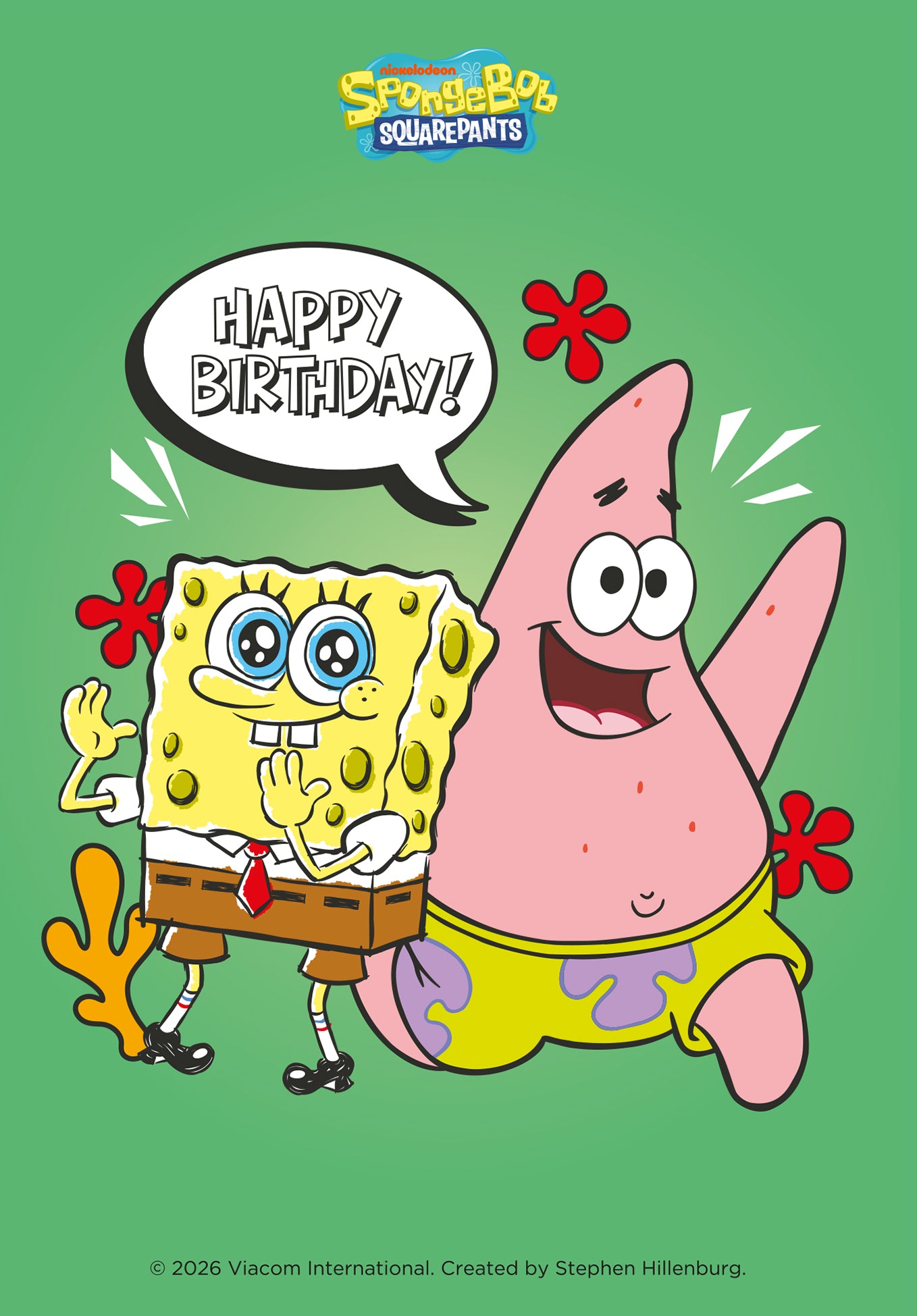 Wunschgutschein Spongebob - Happy Birthday - Spongebob und Patrick Grün PDF – Geschenkgutschein Ansicht 2