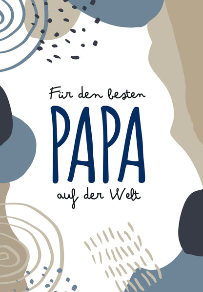 Wunschgutschein Für den besten Papa auf der Welt - Blau Beige Formen – Geschenkgutschein Ansicht 2