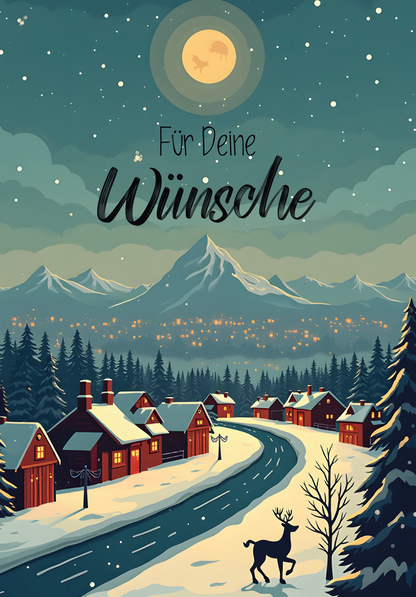 Wunschgutschein Für deine Wünsche - Winterstadt Rentier – Geschenkgutschein Ansicht 2