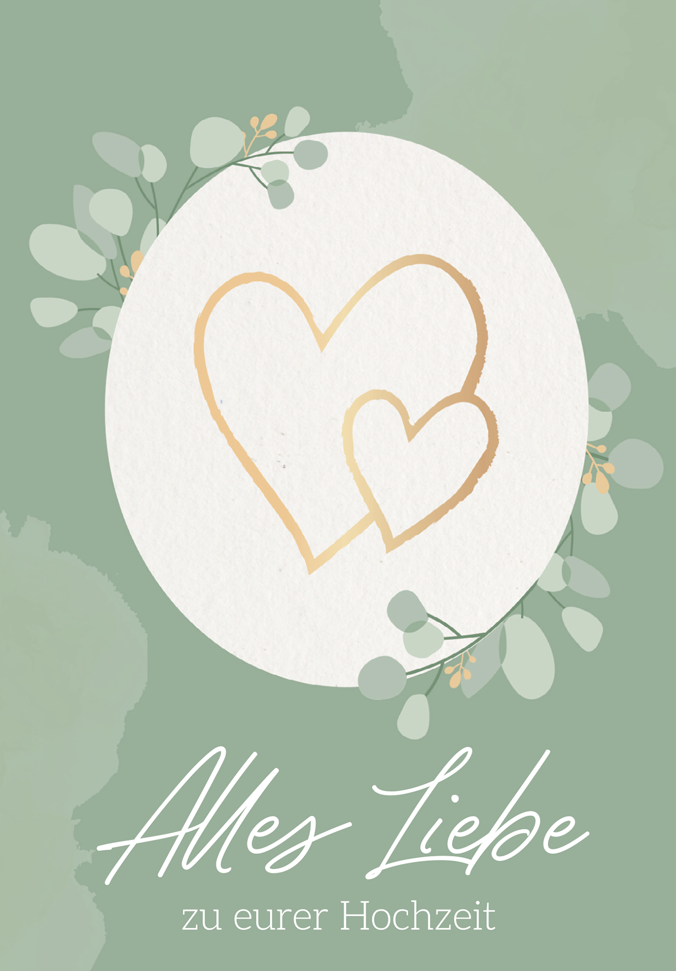 Wunschgutschein Alles Liebe zu eurer Hochzeit - Herzen Gold – Geschenkgutschein Ansicht 2