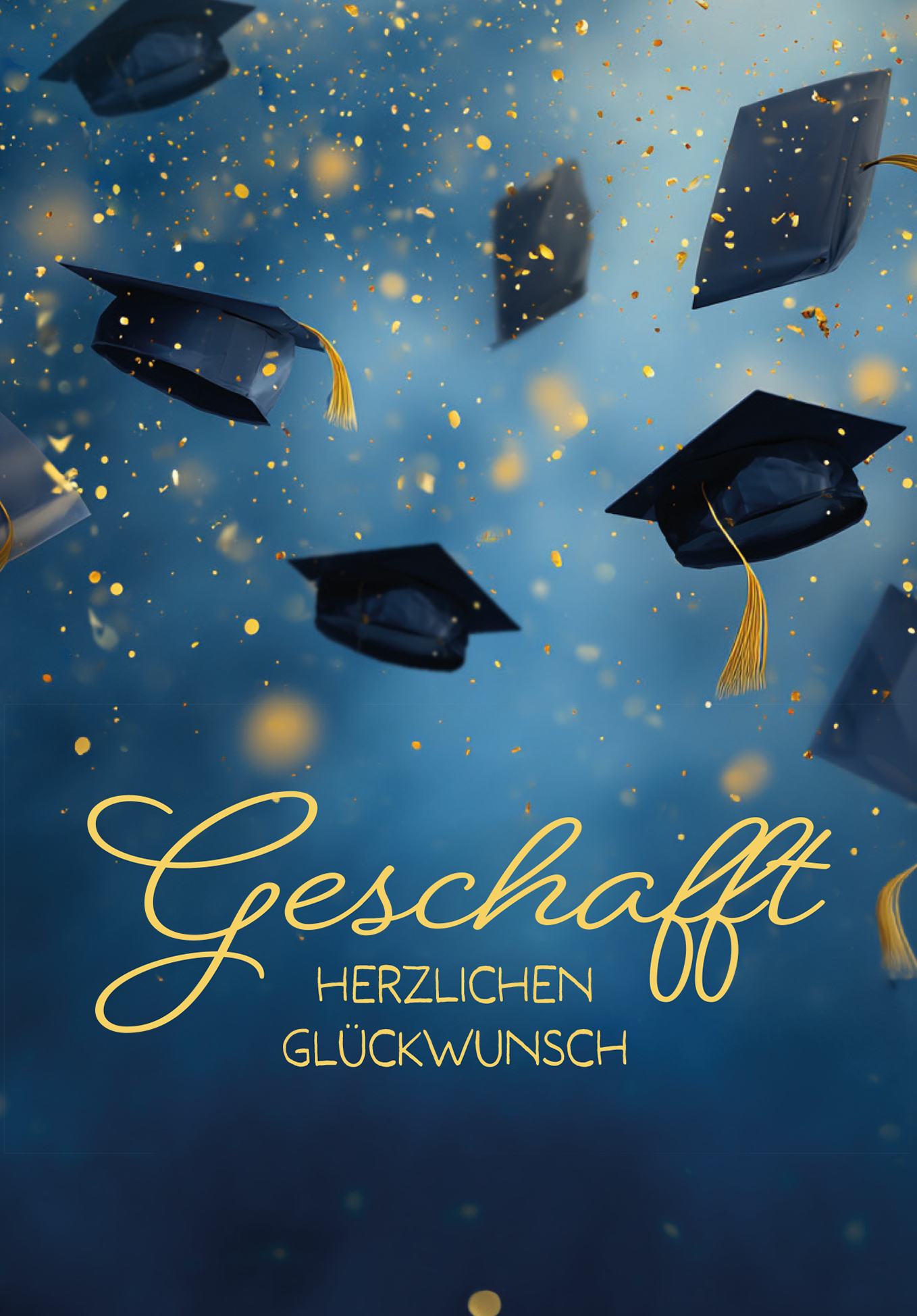 Wunschgutschein Geschafft - Hüte Blau Gold – Geschenkgutschein Ansicht 2