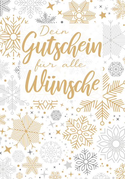 Wunschgutschein Für alle Wünsche - Schneeflocken Gold – Geschenkgutschein Ansicht 2