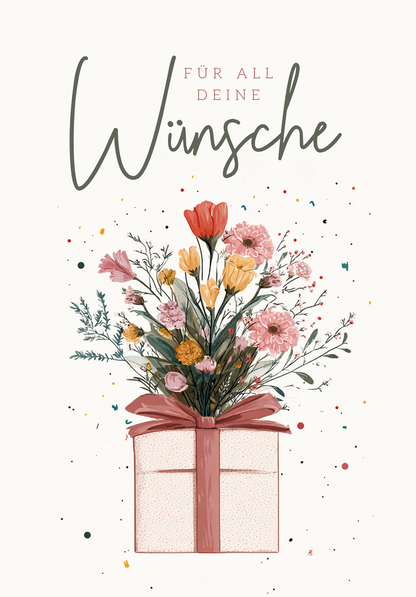 Wunschgutschein Für all deine Wünsche - Geschenk mit Blumen – Geschenkgutschein Ansicht 2