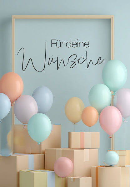 Wunschgutschein Für deine Wünsche - Kartons und Ballons – Geschenkgutschein Ansicht 2