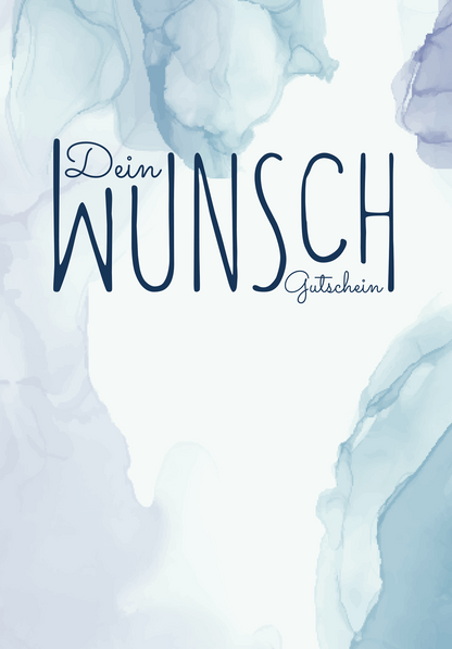 Wunschgutschein Dein Wunschgutschein - Aquarell Blau – Geschenkgutschein Ansicht 2