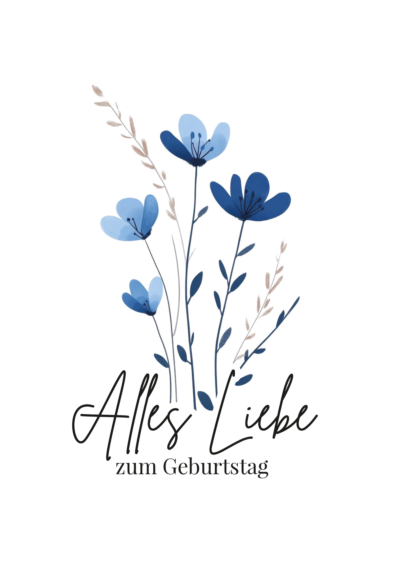 Wunschgutschein Alles Liebe zum Geburtstag - Blumen Blau – Geschenkgutschein Ansicht 2