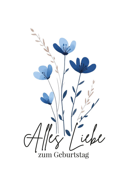 Wunschgutschein Alles Liebe zum Geburtstag - Blumen Blau – Geschenkgutschein Ansicht 2