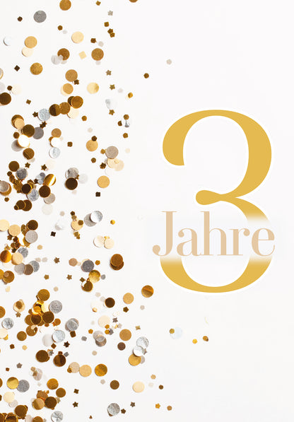 Wunschgutschein 3 Jahre - Konfetti Gold – Geschenkgutschein Ansicht 2