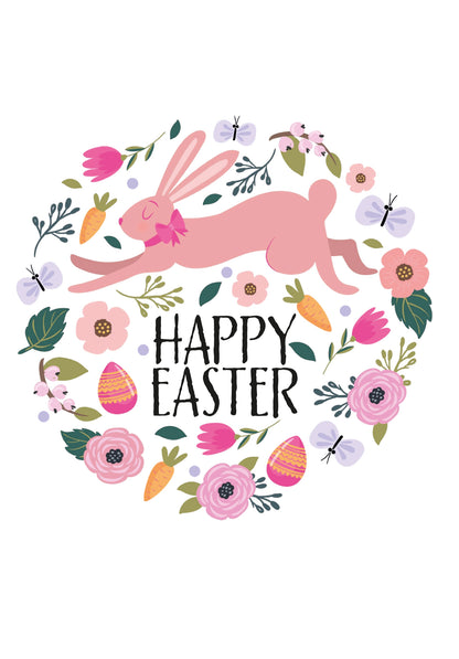 Wunschgutschein Happy Easter - Hase im Blumenkreis PDF – Geschenkgutschein Ansicht 2