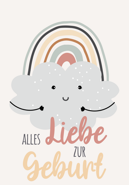 Wunschgutschein Alles Liebe zur Geburt - Wolke Regenbogen PDF – Geschenkgutschein Ansicht 2