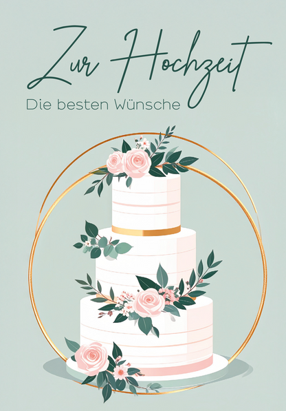 Wunschgutschein Zur Hochzeit die besten Wünsch - Torte Rosen – Geschenkgutschein Ansicht 2