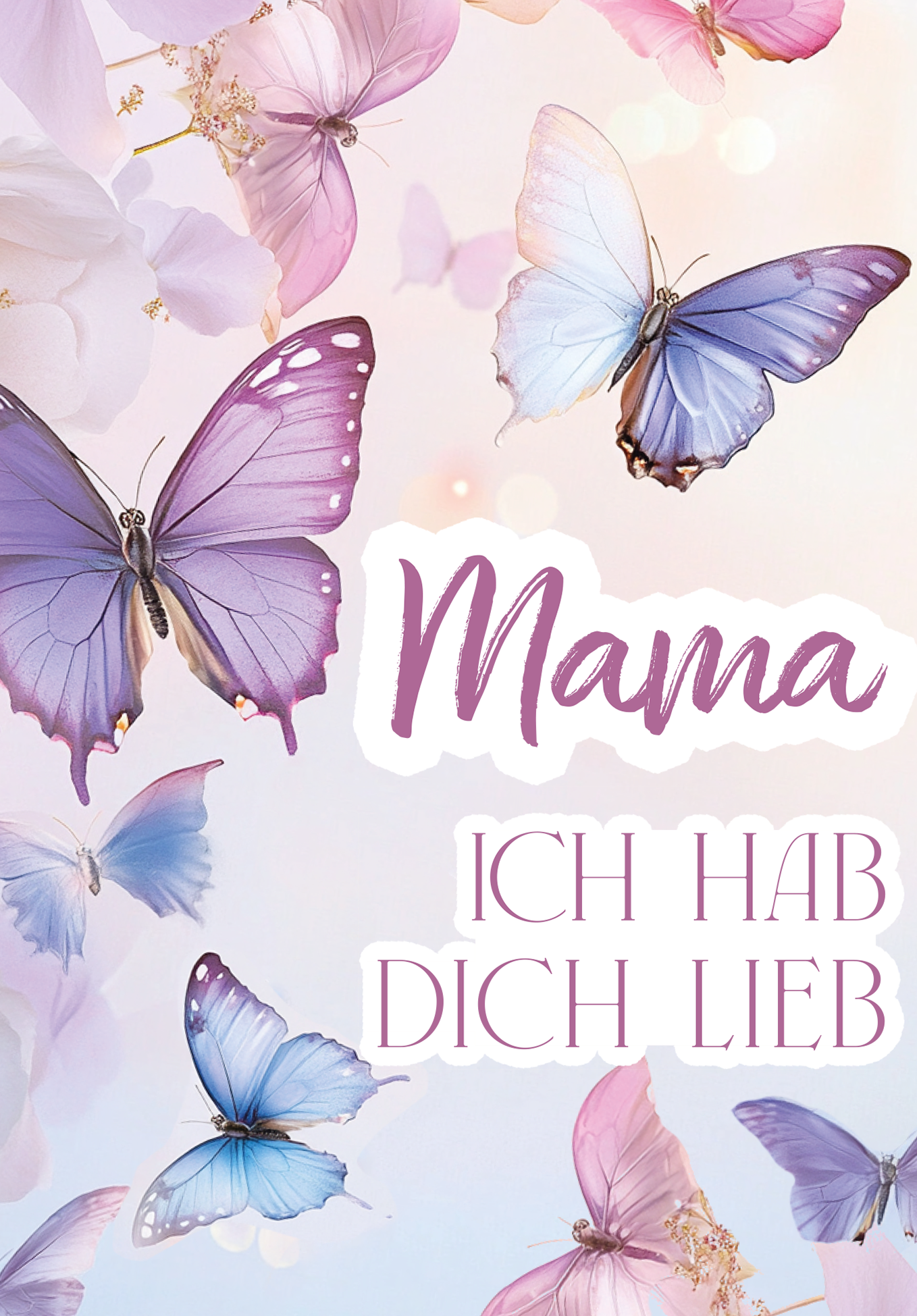 Wunschgutschein Mama hab dich lieb - Schmetterlinge Lila – Geschenkgutschein Ansicht 2