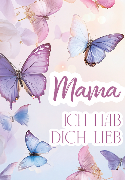 Wunschgutschein Mama hab dich lieb - Schmetterlinge Lila – Geschenkgutschein Ansicht 2