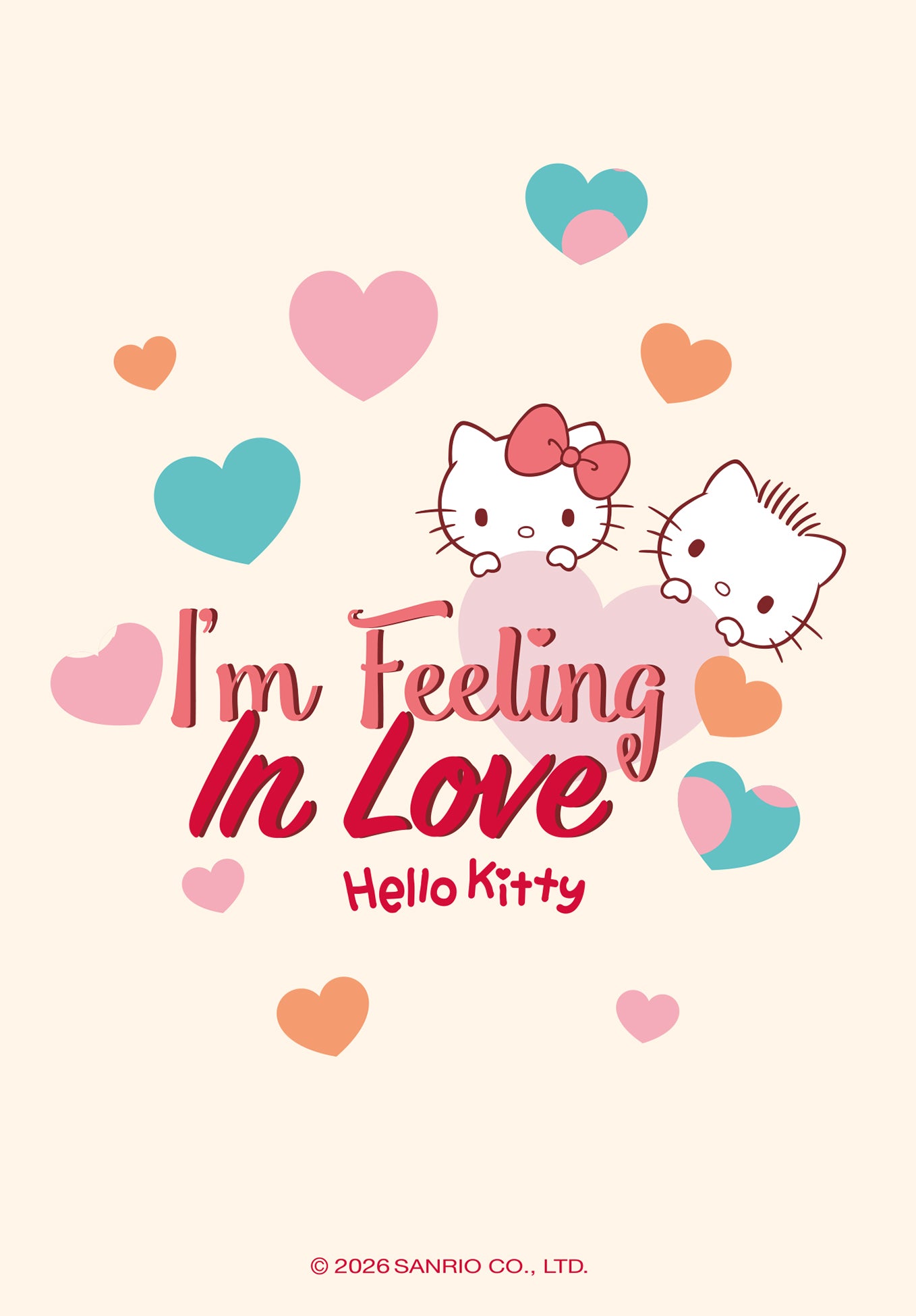 Hello Kitty - Im feeling in love - Herzen Beige