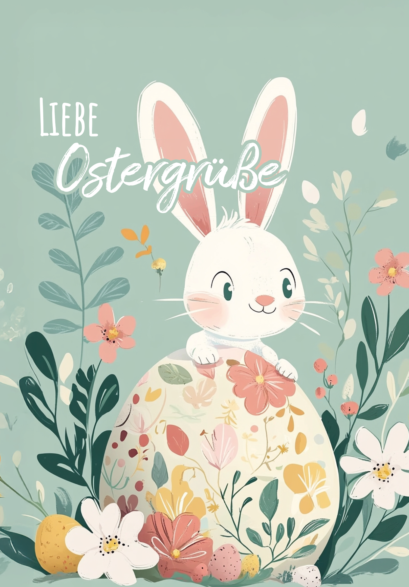 Wunschgutschein Liebe Ostergrüße - Hase Türkis – Geschenkgutschein Ansicht 2