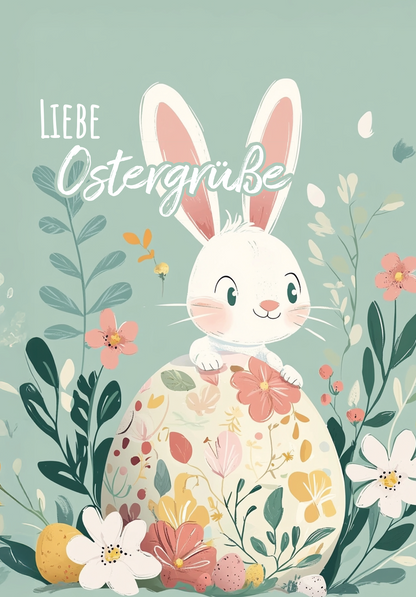 Wunschgutschein Liebe Ostergrüße - Hase Türkis – Geschenkgutschein Ansicht 2