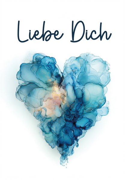 Wunschgutschein Liebe Dich - Herz Blau – Geschenkgutschein Ansicht 2