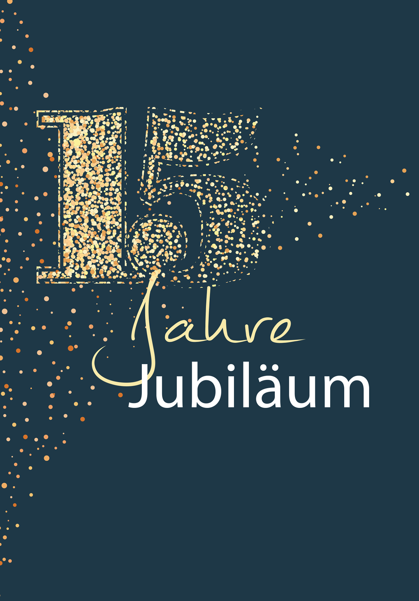 Wunschgutschein 15 Jahre Jubiläum - Blau Gold PDF – Geschenkgutschein Ansicht 2