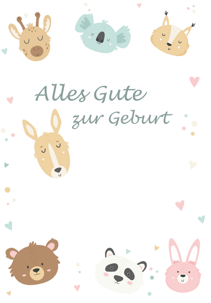 Wunschgutschein Alles Gute zur Geburt - Tiere PDF – Geschenkgutschein Ansicht 2
