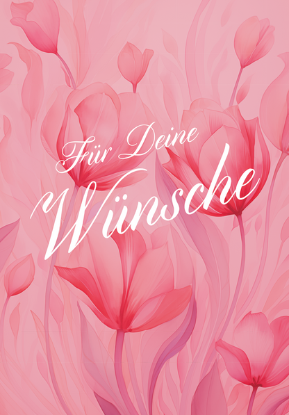 Wunschgutschein Für deine Wünsche - Pink Blumen – Geschenkgutschein Ansicht 2