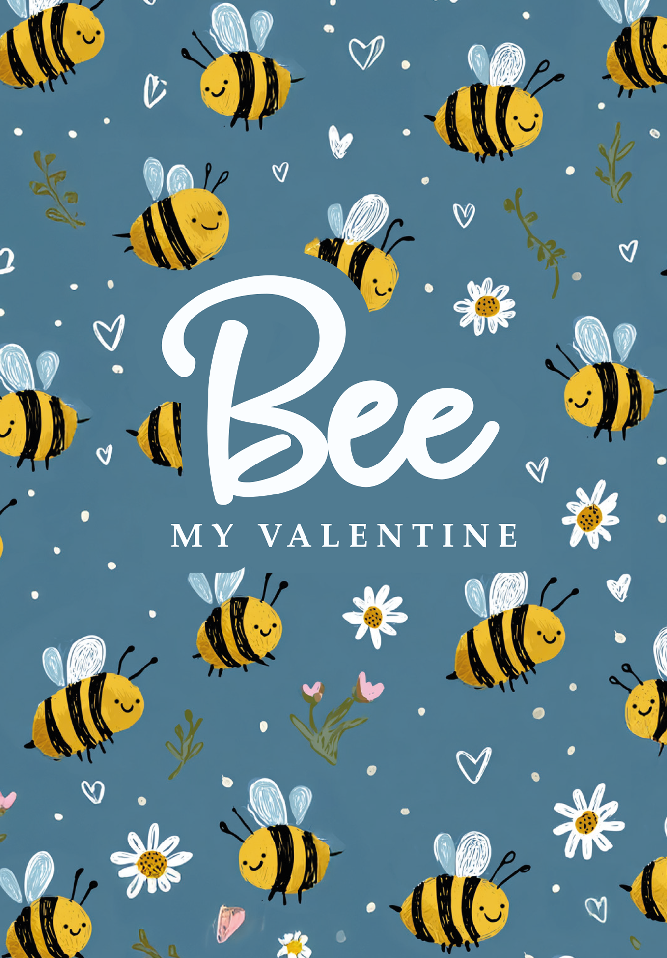 Wunschgutschein Bee my Valentine - Bienenmuster Blau PDF – Geschenkgutschein Ansicht 2