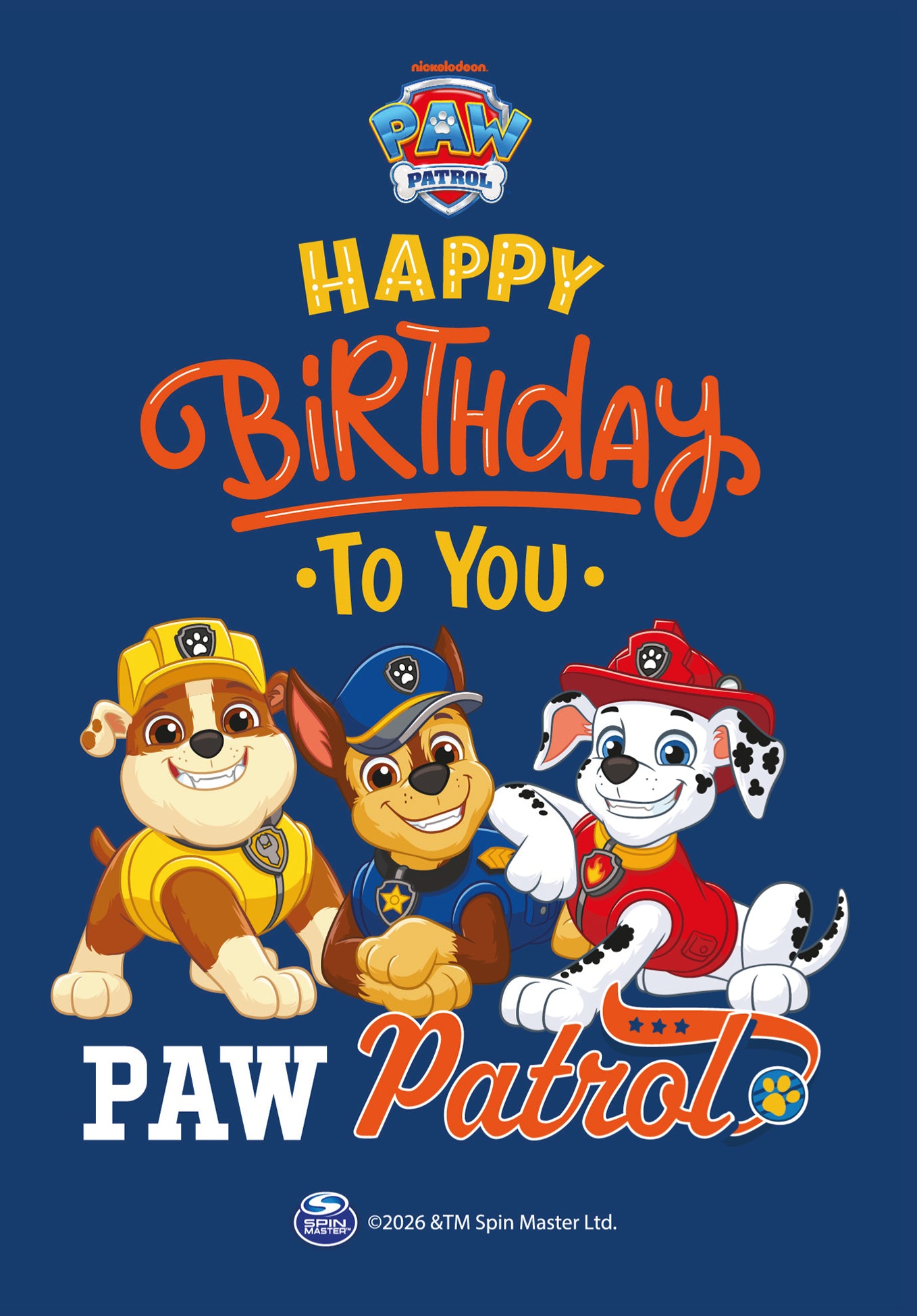 Wunschgutschein Paw Patrol - Happy Birthday to you - Dunkelblau PDF – Geschenkgutschein Ansicht 2