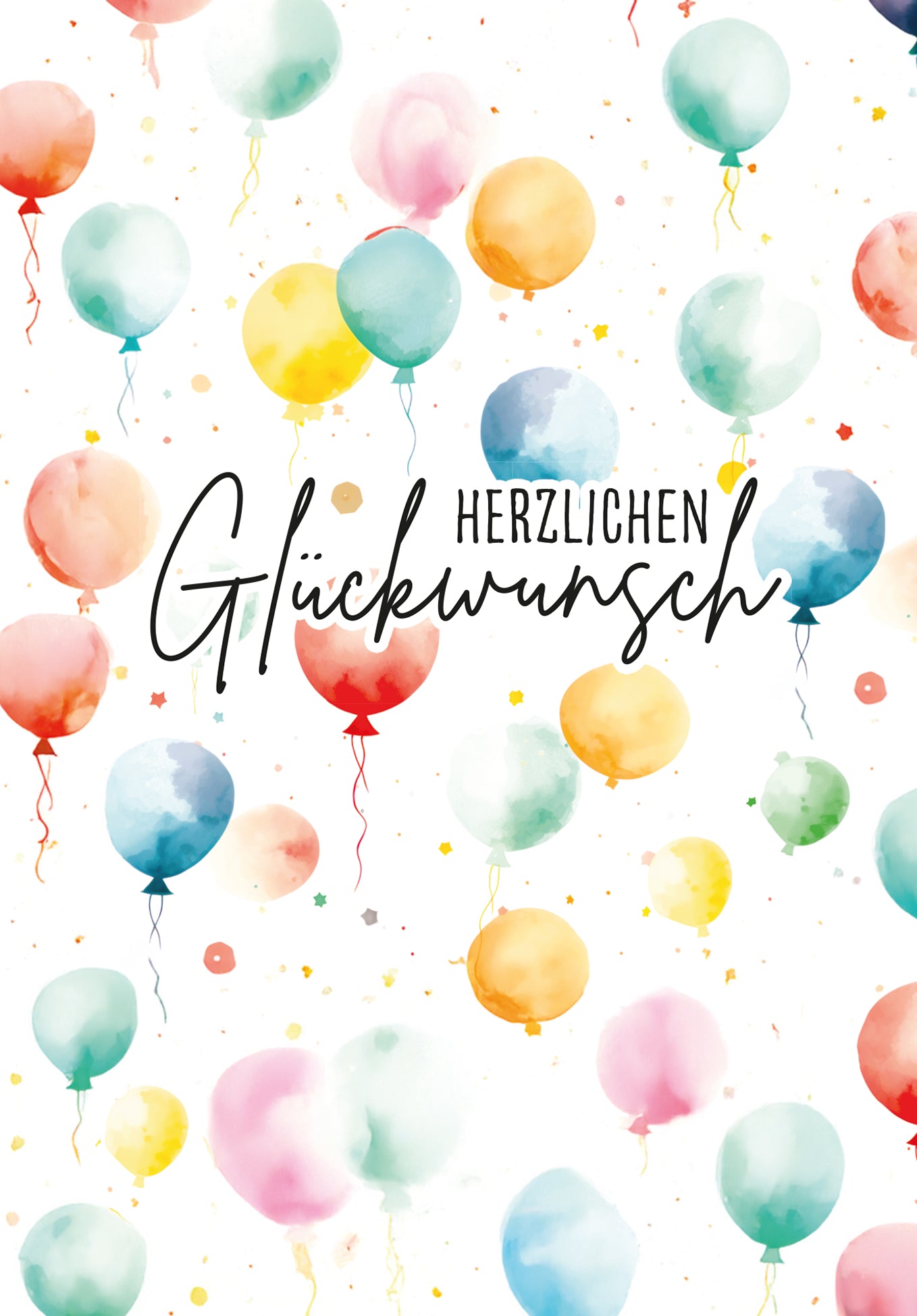 Wunschgutschein Herzlichen Glückwunsch - Ballon Muster Aquarell PDF – Geschenkgutschein Ansicht 2