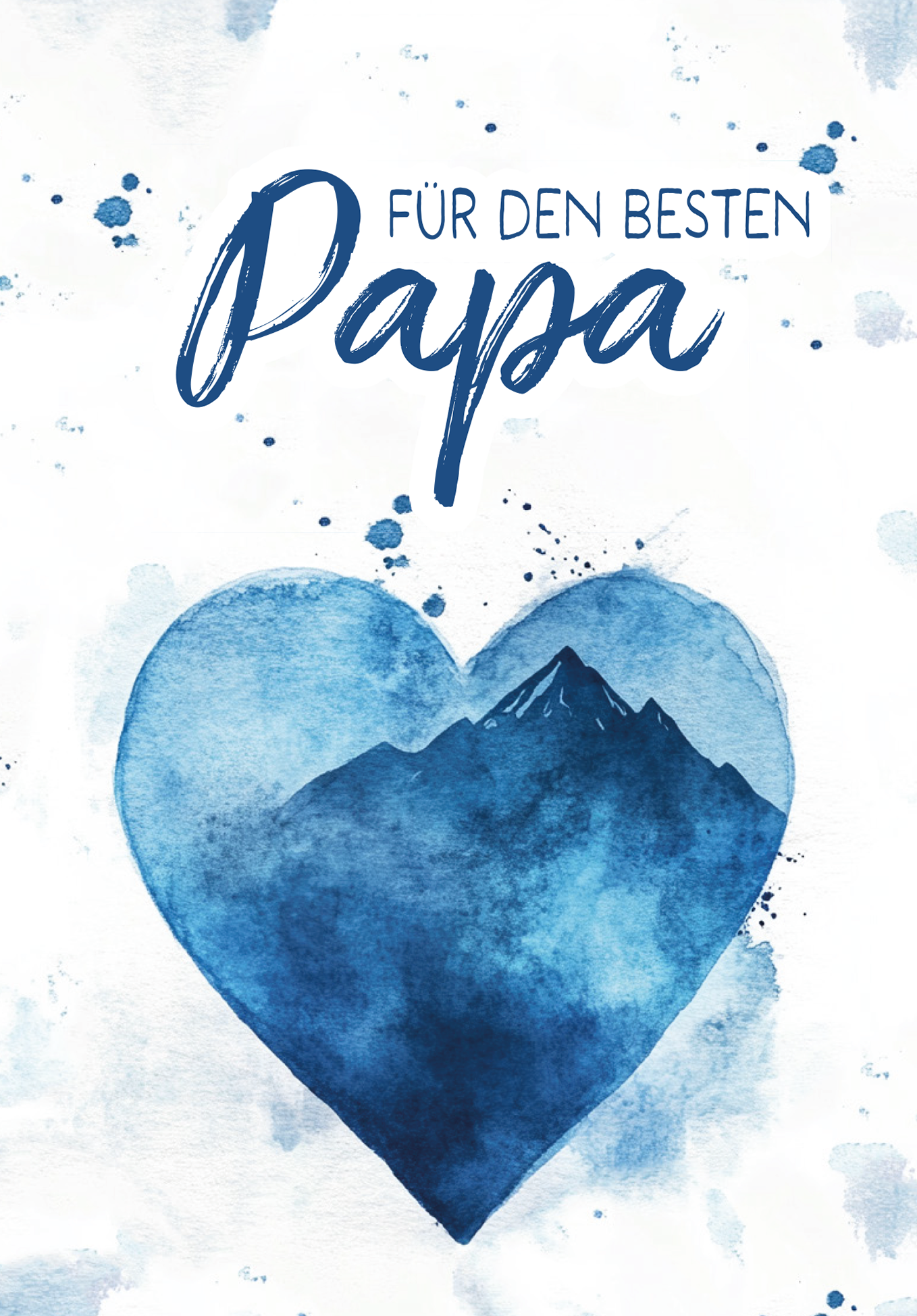 Wunschgutschein Für den besten Papa - Aquarellherz blau – Geschenkgutschein Ansicht 2