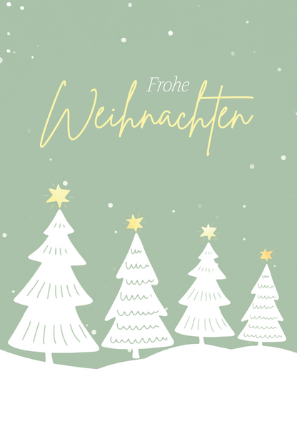 Wunschgutschein Frohe Weihnachten - Tannen Grün Gelb – Geschenkgutschein Ansicht 2
